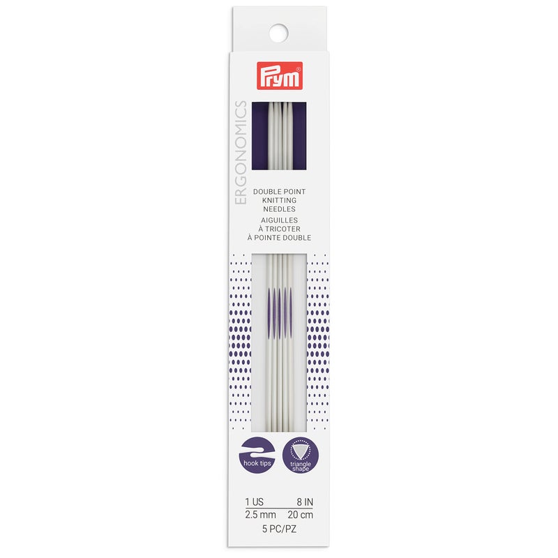 Prym Ergonomics 8-Inch Double-Point Knitting Needle, Size 1 (5-Pack) - Image 1